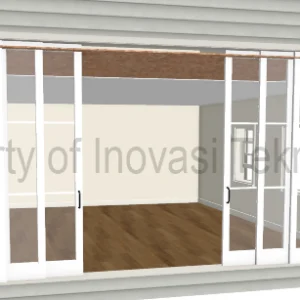 Pintu Sliding UPVC 6 Daun Buka Tengah Menggunakan Ornamen